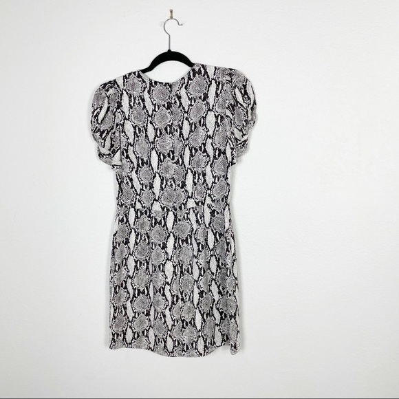 A.L.C. Brinley Snake Printed Short Sleeve Puff Mini Dress Casual Cocktail Party - Picture 4 of 7